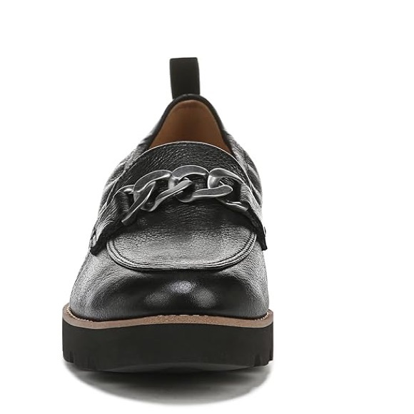 Vionic Black Leather Chain-Trim Loafers - Picture 7 of 16